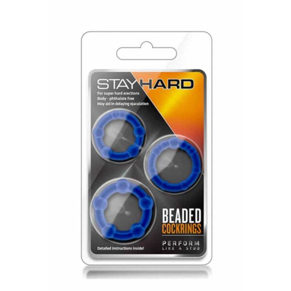 Set Inele Penis Stay Hard Beaded Cockrings Blue Set Inele Penis Stay Hard Beaded Cockrings Blue