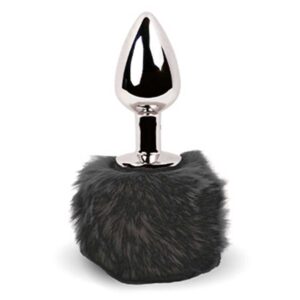 Dildo Anal Metalic Bunny Tails Black