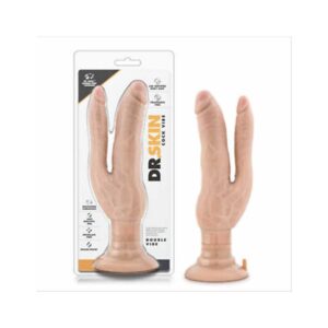 Vibrator Dubla Penetrare Dr Skin Double Vibe Cock Beige