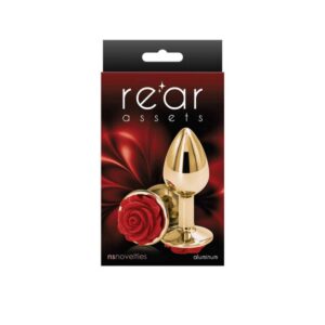 Dildo Anal Metalic Rear Assets Rose Gold Red Small
