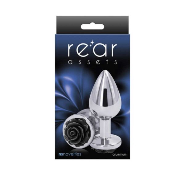 Dildo Anal Metalic Rear Assets Rose Silver Black Medium Dildo Anal Metalic Rear Assets Rose Silver Black Medium
