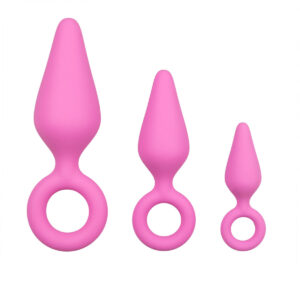Set 3 Dildo Anal Pointy Plug Set Silicone Pink