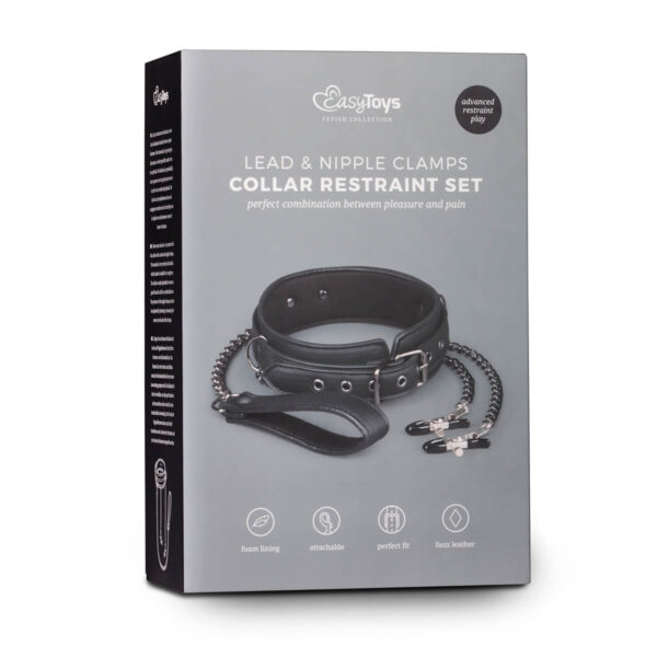 Zgarda Cu Clipsuri Easytoys Lead Nipple Clamps Collar Restraint Set3 Zgarda Cu Clipsuri Easytoys Lead Nipple Clamps Collar Restraint Set3
