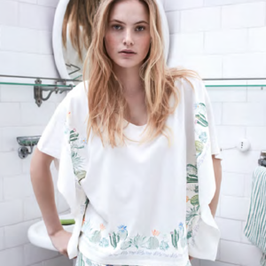Pijama Dama Gisela Alba cu Cactusi Verzi Pijama Dama Gisela Alba cu Cactusi Verzi