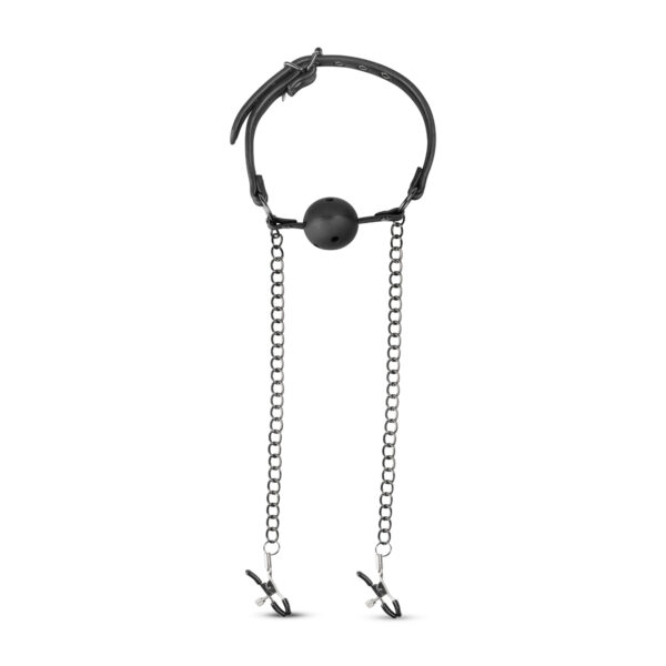 Calus De Gura EasyToys Ball Gag With Nipple Clamps Calus De Gura EasyToys Ball Gag With Nipple Clamps
