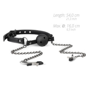 Calus De Gura EasyToys Ball Gag With Nipple Clamps