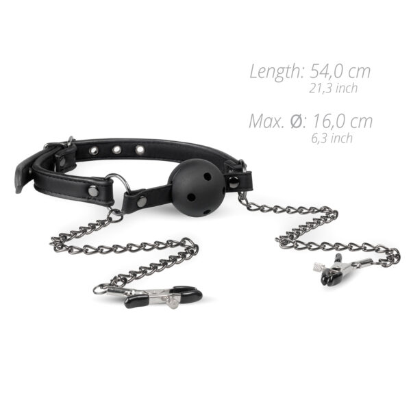 Calus De Gura EasyToys Ball Gag With Nipple Clamps Calus De Gura EasyToys Ball Gag With Nipple Clamps