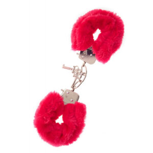 Catuse Din Metal Cu Blanita Furry Cuffs Rosu Siclam Catuse Din Metal Cu Blanita Furry Cuffs Rosu Siclam
