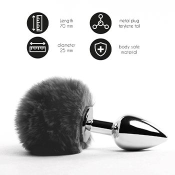 Dildo Anal Metalic Bunny Tails Black Dildo Anal Metalic Bunny Tails Black