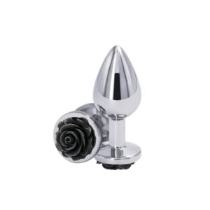 Dildo Anal Metalic Rear Assets Rose Silver Black Medium Dildo Anal Metalic Rear Assets Rose Silver Black Medium