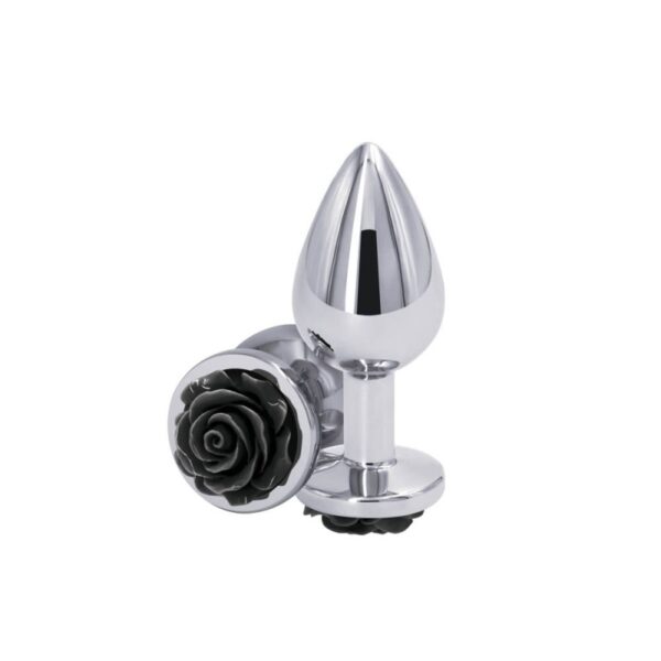 Dildo Anal Metalic Rear Assets Rose Silver Black Medium Dildo Anal Metalic Rear Assets Rose Silver Black Medium