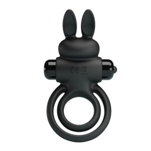 Inel Cu Vibratie Pretty Love Rabbit Double 10 Functii Black