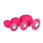 Set 3 Dildo Anal Diamond Plug Set Silicone Pink