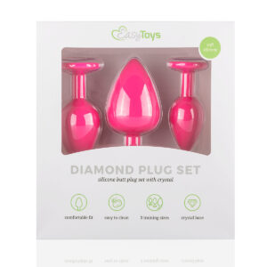 Set 3 Dildo Anal Diamond Plug Set Silicone Pink Set 3 Dildo Anal Diamond Plug Set Silicone Pink