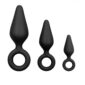 Set 3 Dildo Anal Pointy Plug Set Silicone Black