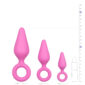 Set 3 Dildo Anal Pointy Plug Set Silicone Pink