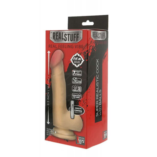 Vibrator Real Stuff 6.5 Inch With Balls Flesh Vibrator Real Stuff 6.5 Inch With Balls Flesh