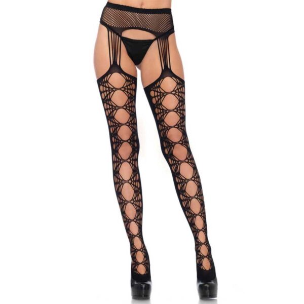 Ciorapi Leg Avenue Hex Net Opaque With Attached Strappy Garter One Size Ciorapi Leg Avenue Hex Net Opaque With Attached Strappy Garter One Size